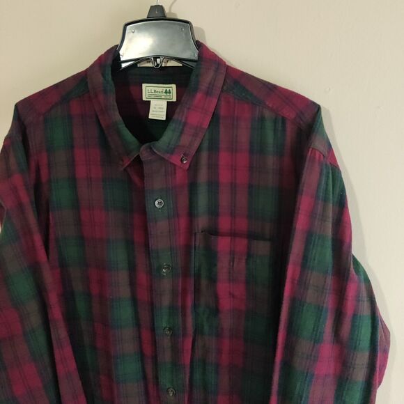 Vintage LL Bean Shacket Mens Size XL Button Down Thick Shirt Red Green - Picture 1 of 7